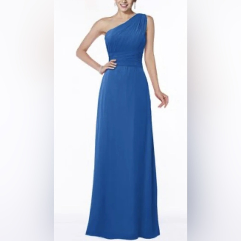 Onix Dress Sz 6 Women’s Chiffon One Shoulder A-Line Long Bridesmaid Prom Blue